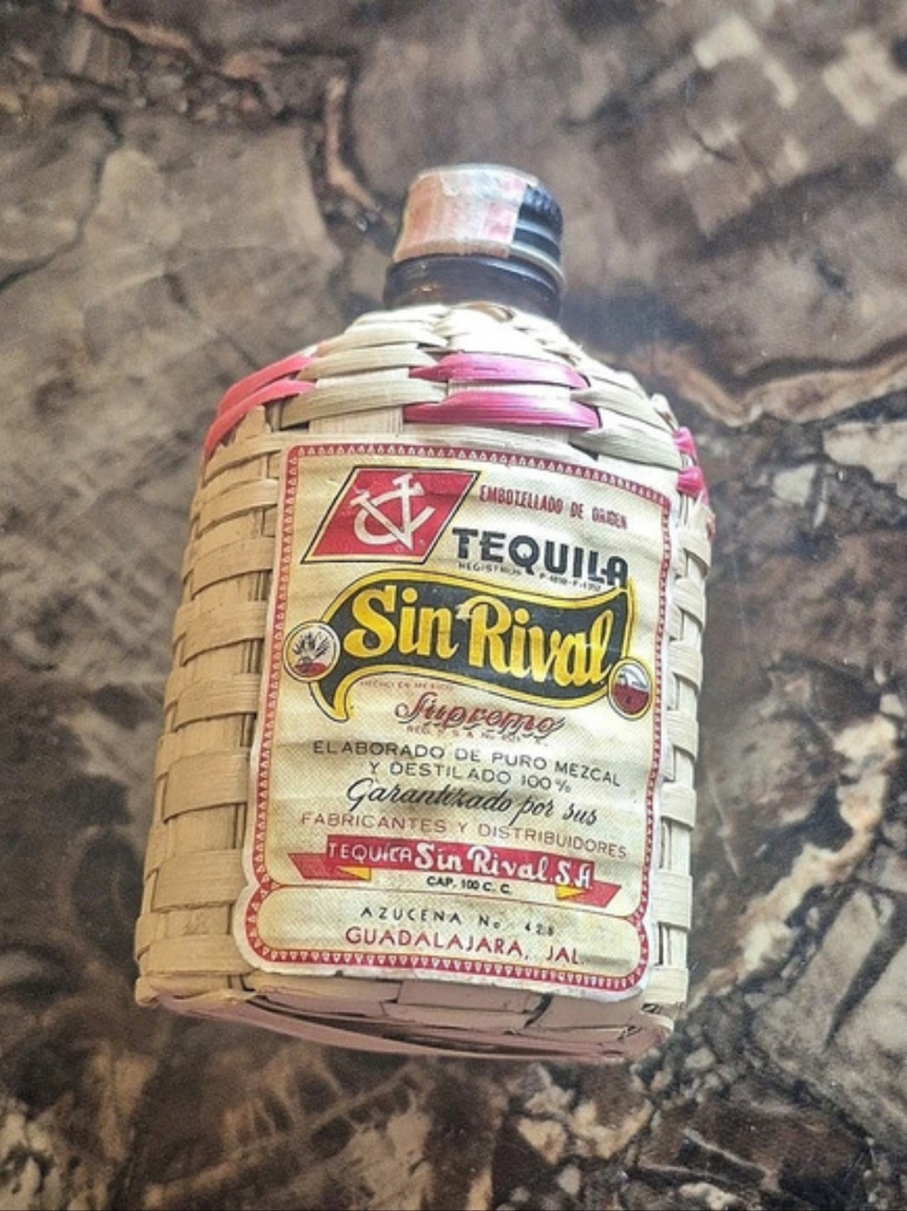 Sin Rival Reposado Woven Tequila Bottle Decor